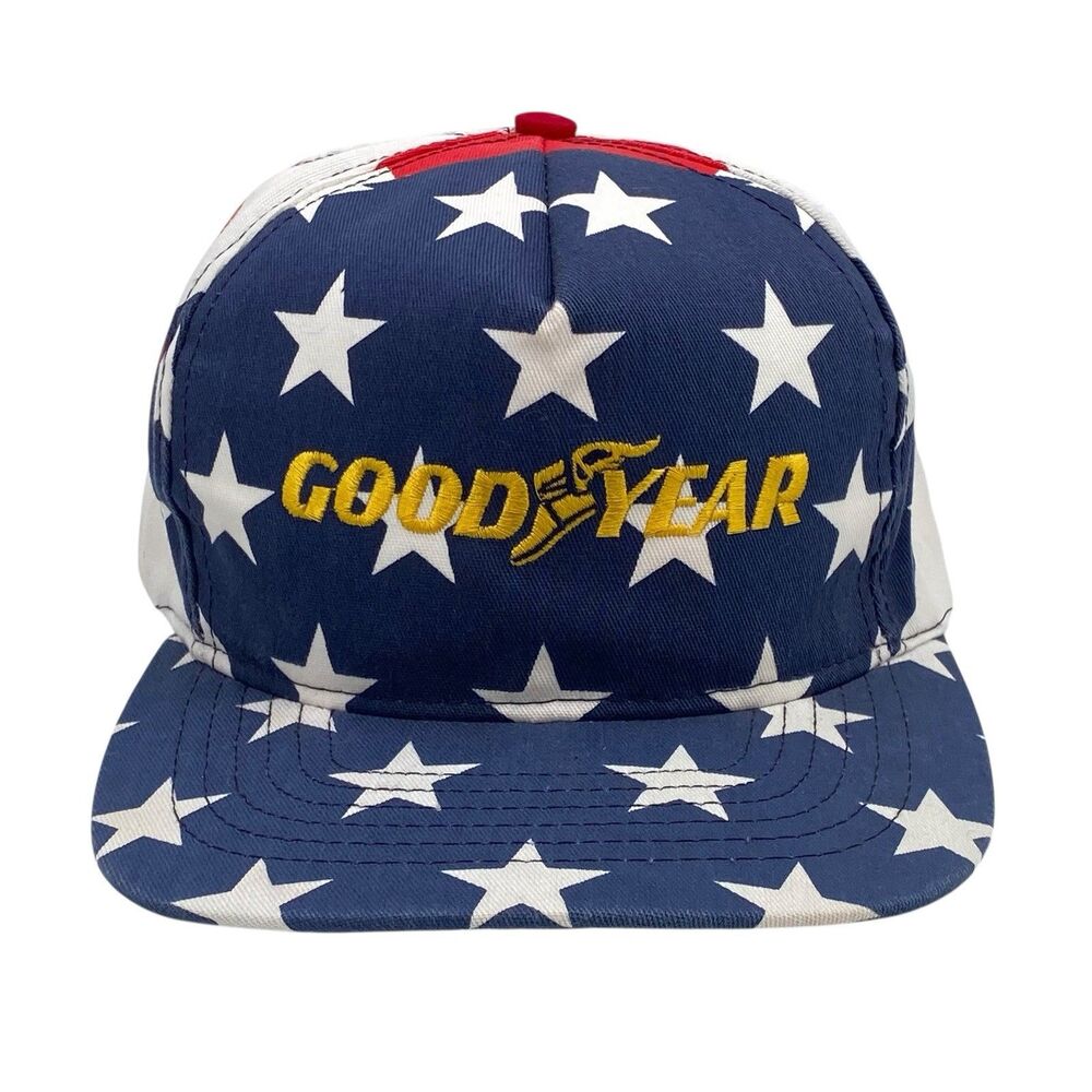Vintage Swingster Goodyear‎ Snapback Hat US Flag Stars Stripes Patriotic USA